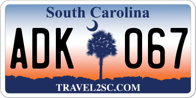 SC license plate ADK067