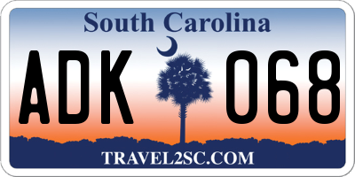 SC license plate ADK068