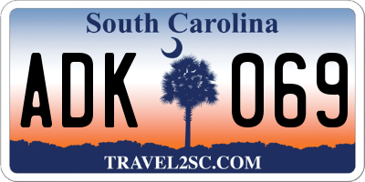 SC license plate ADK069