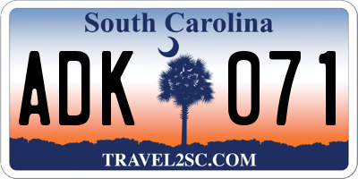 SC license plate ADK071