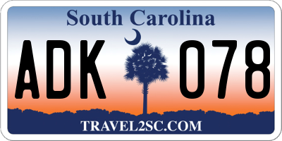 SC license plate ADK078