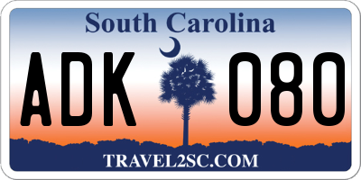 SC license plate ADK080