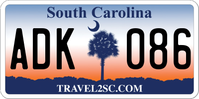 SC license plate ADK086