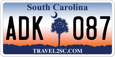 SC license plate ADK087