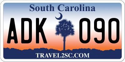 SC license plate ADK090