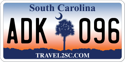 SC license plate ADK096
