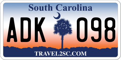 SC license plate ADK098