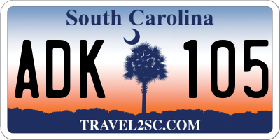 SC license plate ADK105