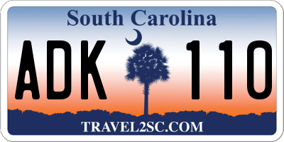 SC license plate ADK110