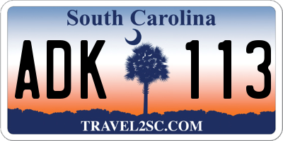 SC license plate ADK113