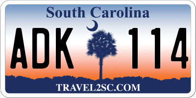 SC license plate ADK114