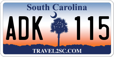 SC license plate ADK115