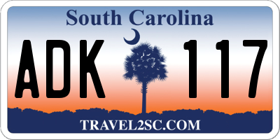 SC license plate ADK117