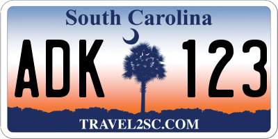 SC license plate ADK123