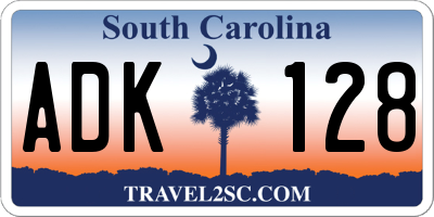 SC license plate ADK128