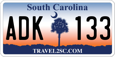 SC license plate ADK133
