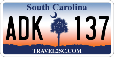 SC license plate ADK137