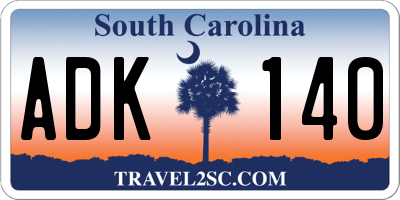SC license plate ADK140