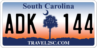 SC license plate ADK144