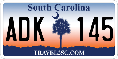 SC license plate ADK145