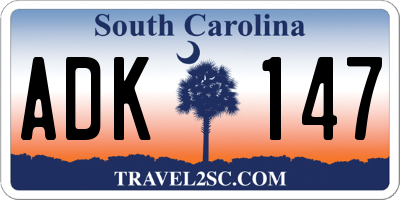 SC license plate ADK147