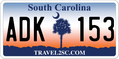SC license plate ADK153