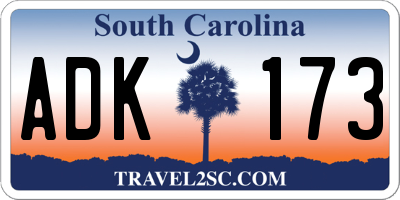 SC license plate ADK173