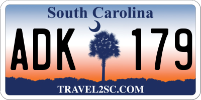 SC license plate ADK179