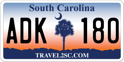 SC license plate ADK180