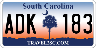 SC license plate ADK183