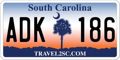 SC license plate ADK186