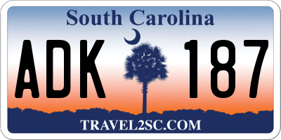 SC license plate ADK187
