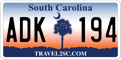 SC license plate ADK194