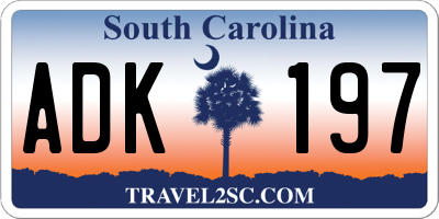 SC license plate ADK197