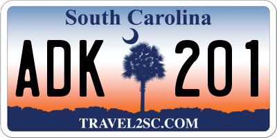 SC license plate ADK201