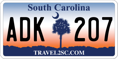 SC license plate ADK207