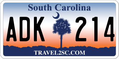 SC license plate ADK214