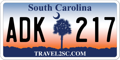 SC license plate ADK217
