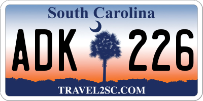SC license plate ADK226