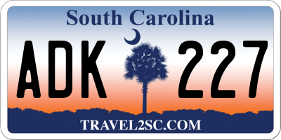 SC license plate ADK227