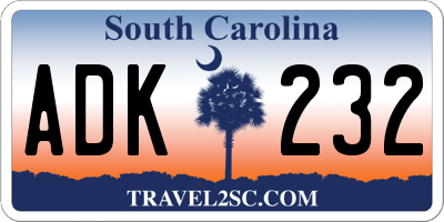 SC license plate ADK232