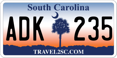 SC license plate ADK235
