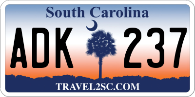 SC license plate ADK237