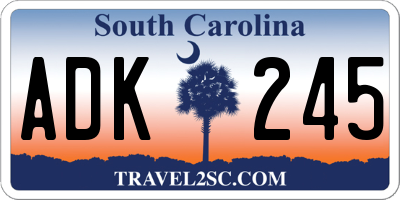 SC license plate ADK245