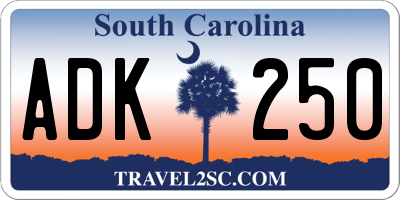 SC license plate ADK250