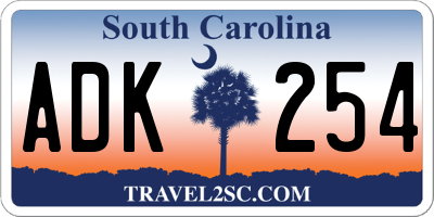 SC license plate ADK254