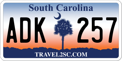 SC license plate ADK257