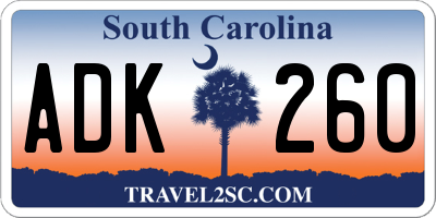 SC license plate ADK260