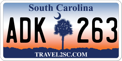 SC license plate ADK263