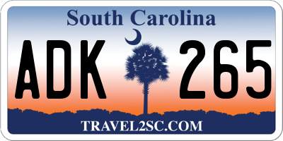 SC license plate ADK265